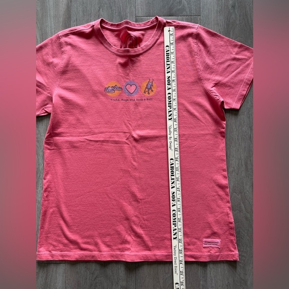 Life Is Good Pink Graphic Relaxed Tee “ Treks Hugs Rock& Roll” Women’s Medium - Picture 9 of 10